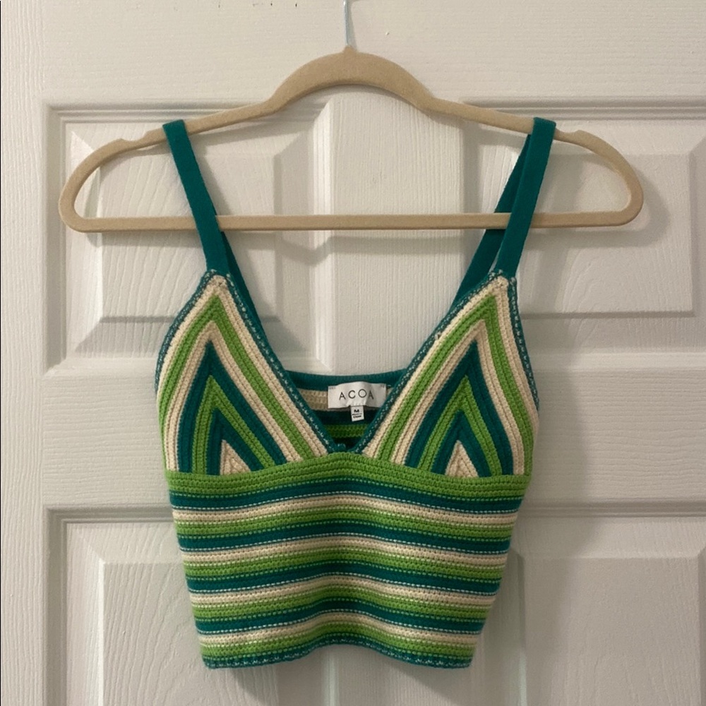 ACOA Green Crochet Crop Top